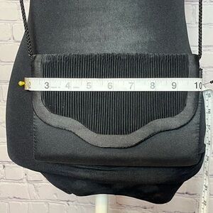 Small black clutch pleated dressy formal shoulder strap